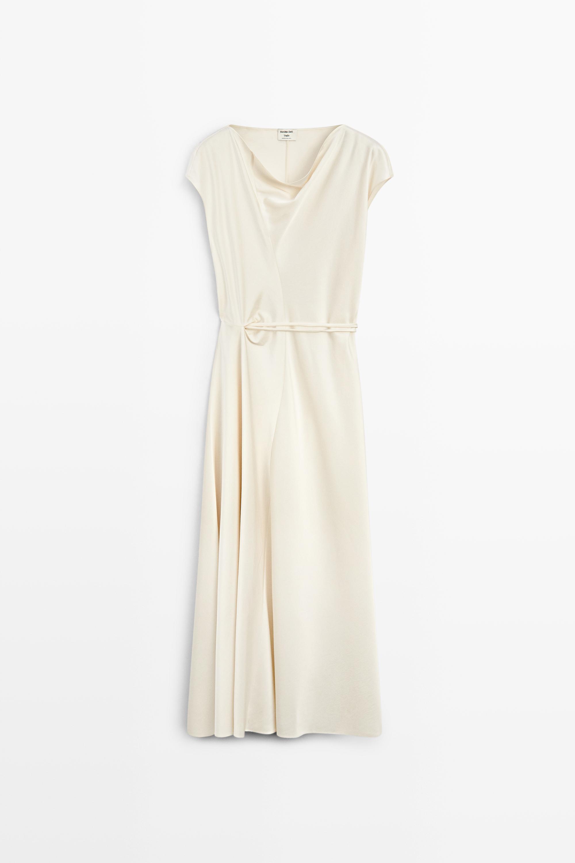 Draped Neckline Flowing Dress - STUDIO